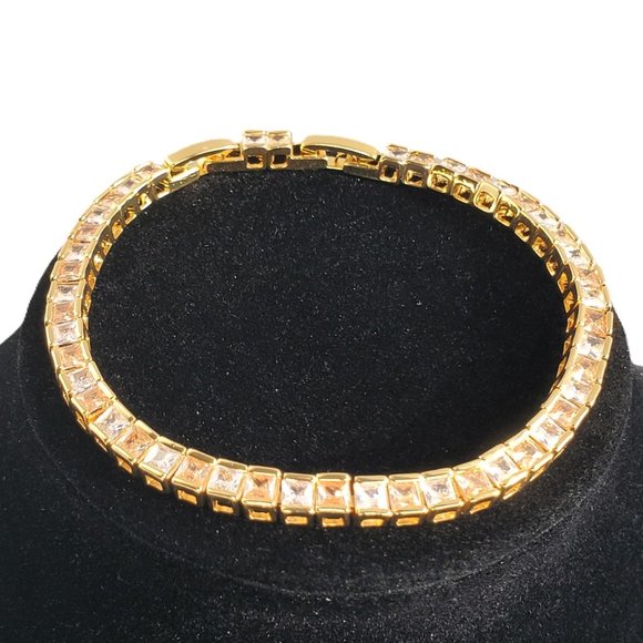 2ct Champagne & White Diamond Womens 14K Gold Tennis Bracelet Silver 7" Jewelry - Picture 4 of 9